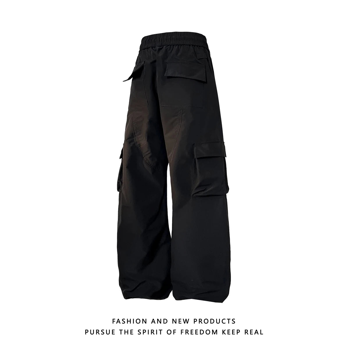 multi pocket mens wide leg straight cargo pants korean fashion track pants male casual loose mopping trousers four seasons multi-pocket cargos
