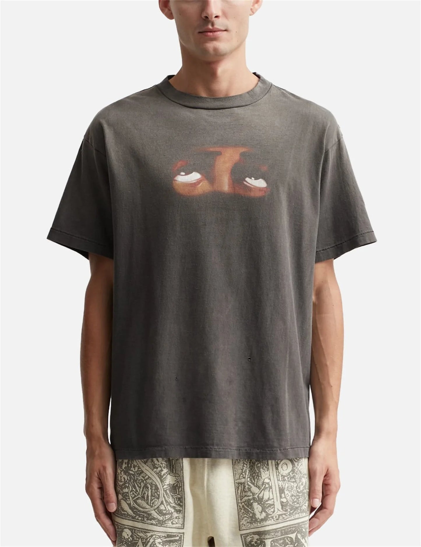 Summer Retro VINTAGE Eye Pattern Printed High-Street Wear Casual Loose Quality T-Shirt Tops For Men Street King Limited