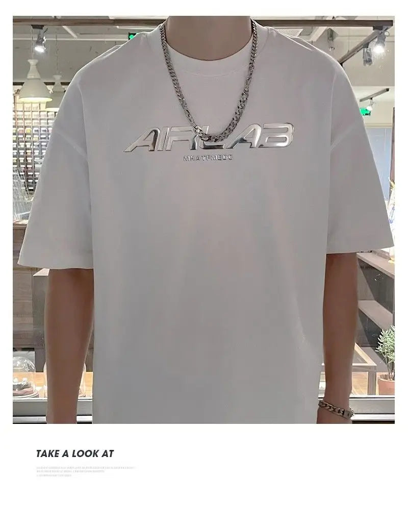Summer men's design letter fashion short-sleeved loose versatile T-shirt teenagers Korean version ins half-sleeved tops trendy Street King Limited