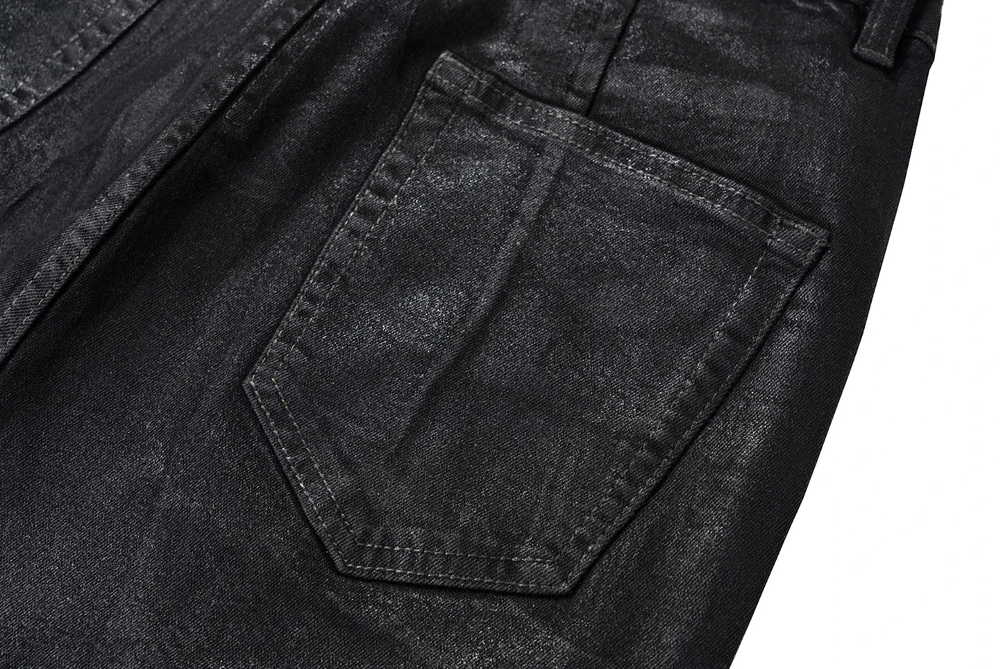 Streetwear Black Wax Leather Strecth Jeans for Men Ropa Hombre Baggy Y2k Flare Pants Oversized Straight Denim Trousers Street King Limited