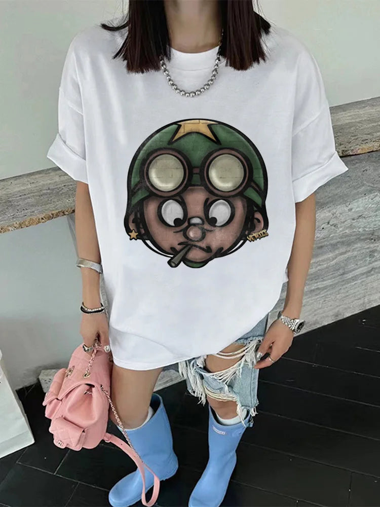 Y2k Harajuku Hip Hop Cartoon Avatar Pattern Printed Oversized T-Shirt Mens and Womens Retro Street Casual Short Sleeved Tops Street King Limited