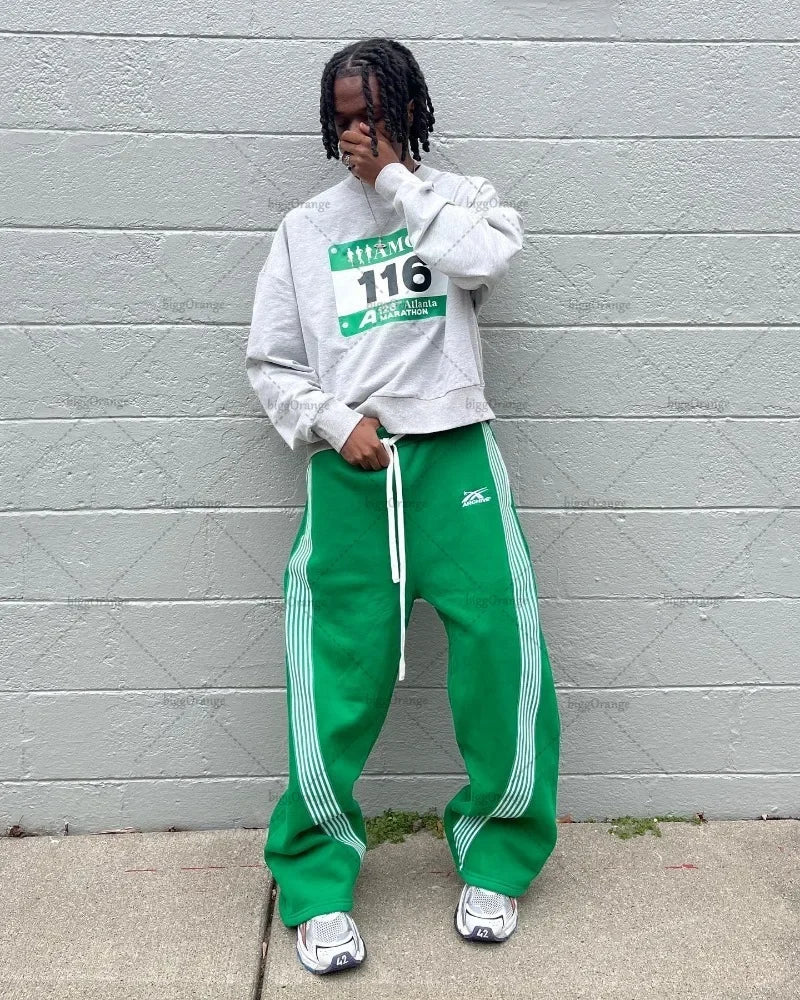 2024Colorful Street Hip-Hop SweatpantsY2KHarajuku Retro Wide Leg Pants Men American Oversized Fashion Loose and Versatile Casual Street King Limited