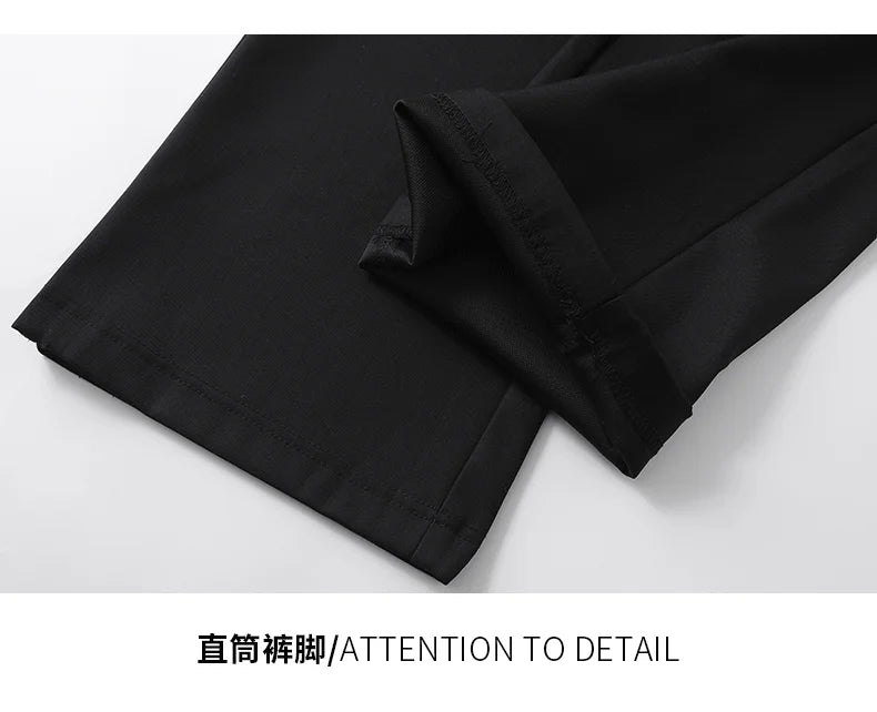 extended length edition men streetwear fashion hip hop vibe straight black pant casual business suit long pants trousers unique default style 1645