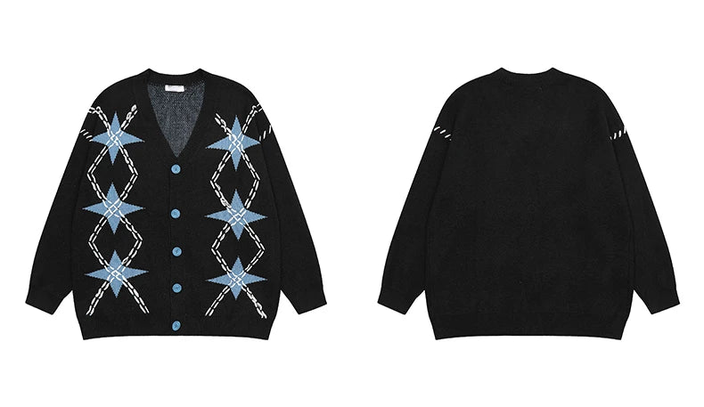 Mens Cardigan Sweater Y2K Fashion Streetwear Sweaters Hip Hop Knitted Cardigan New Casual Single Breasted Sweater Unisex Jumpers Street King Limited