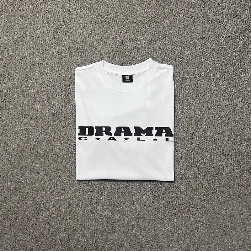 2024ss Drama Call T-shirt Men Women 1:1 High Quality Stars Letter Print Fashion Street Lovers Casual Tops Tee Street King Limited