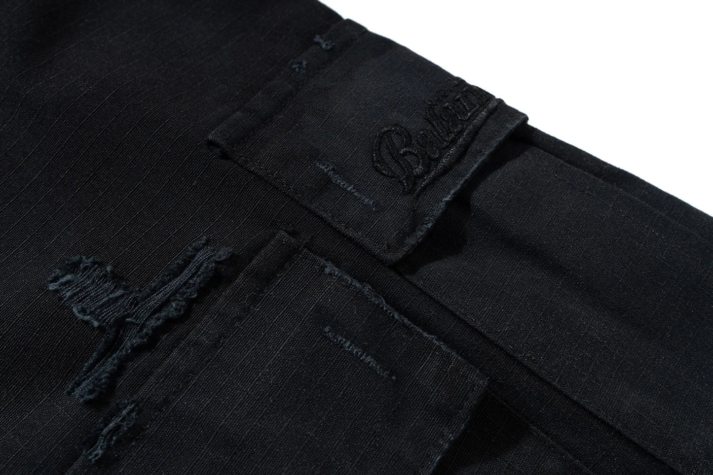 Vintage Ripped Damaged Black Cargo Shorts for Men High Street Wide Leg Baggy Overalls Distressed Summer Knee Length Pants Street King Limited