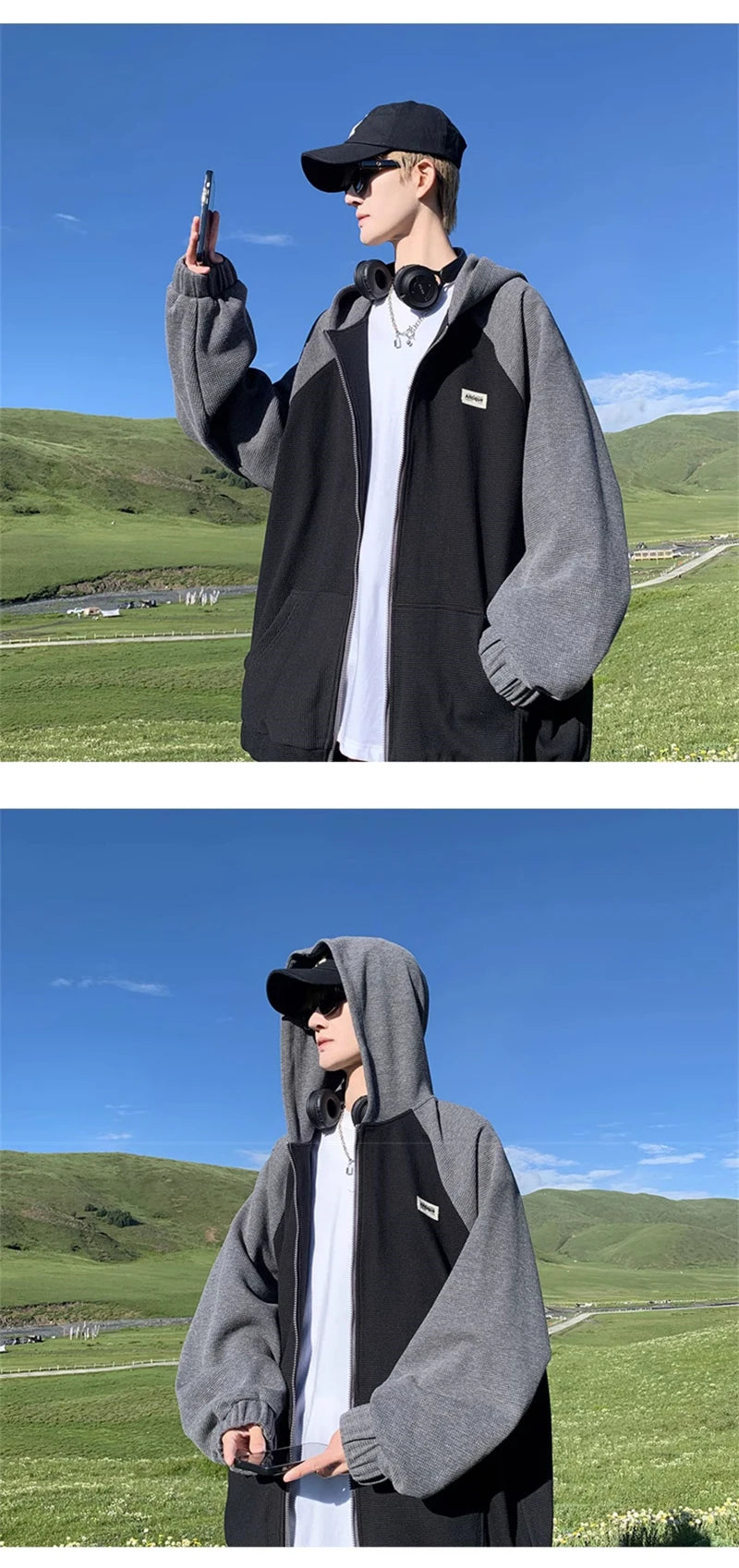 Oversized Flame Graphic Hoodie for Men