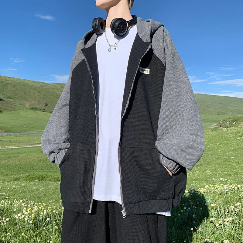 Oversized Flame Graphic Hoodie for Men
