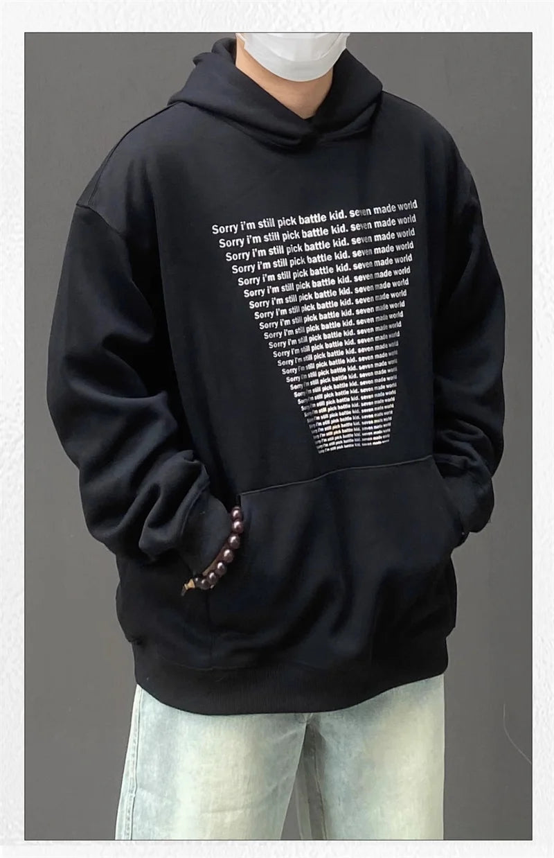 Oversized Flame Graphic Hoodie for Men