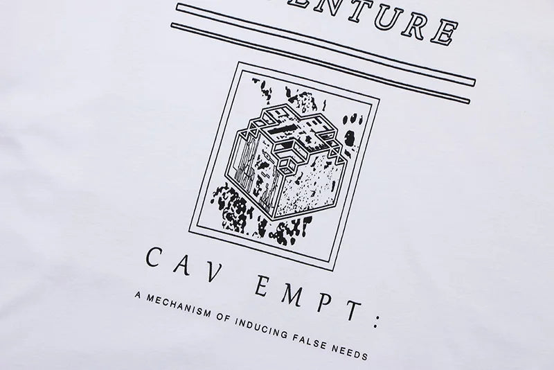 Men Woman CAVEMPT Tops Tee Summer Cotton Slogan Abstract Printing O-Neck Loose Classic All-match Casual C.E Short Sleeve Street King Limited
