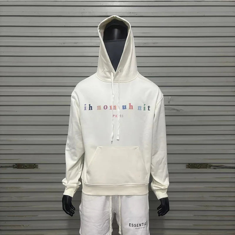 Black Rice White IH NOM UH NIT Hoodies Roses Masked Men Printing Loose Casual Lovers Men Woman Pullover Sweatshirts Street King Limited
