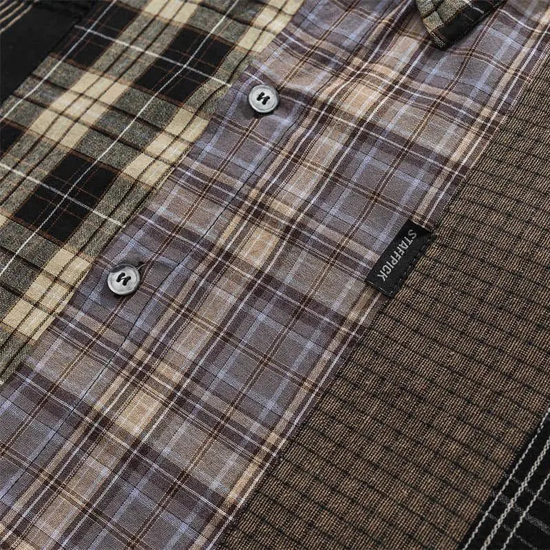 Streetwear Autumn Plaid Shirts Men Harajuku Hip Hop Streetwear Shirts Coats Long 2024 Autumn Plaid Shirts Men Harajuku Hip Hop Streetwear Shirts Coats Long Sleeve Loose Casual Button Up Blouse Y2K Tops Fashion Sweater Jacket With Graphic Design For Men