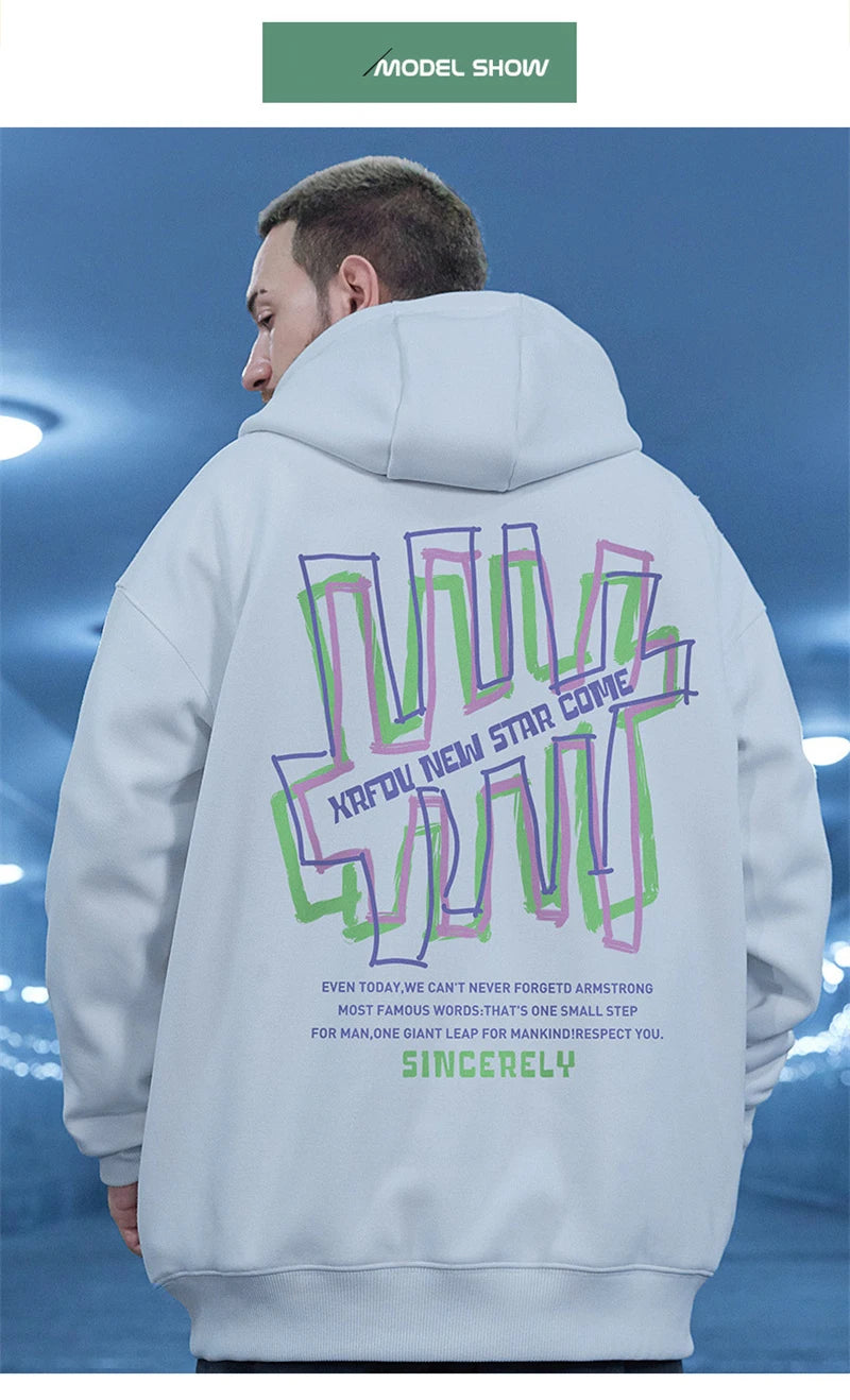 Retro Graffiti Letter Print Letter Pullover Hoodies Men's Streetwear Oversized Fleece Hooded Sweatshirts Casual Y2K Hoodie Street King Limited