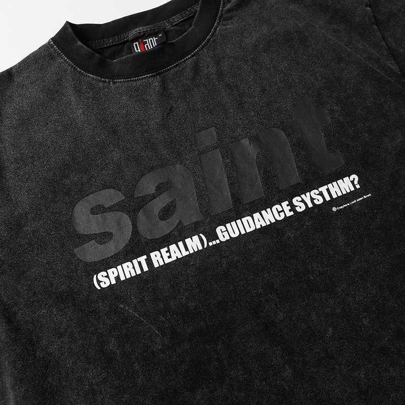 Saint T-shirt Summer Men Woman High Quality Street Hip Hop Chaopai Lovers Loose Casual O-Neck Wash Top Tees Street King Limited