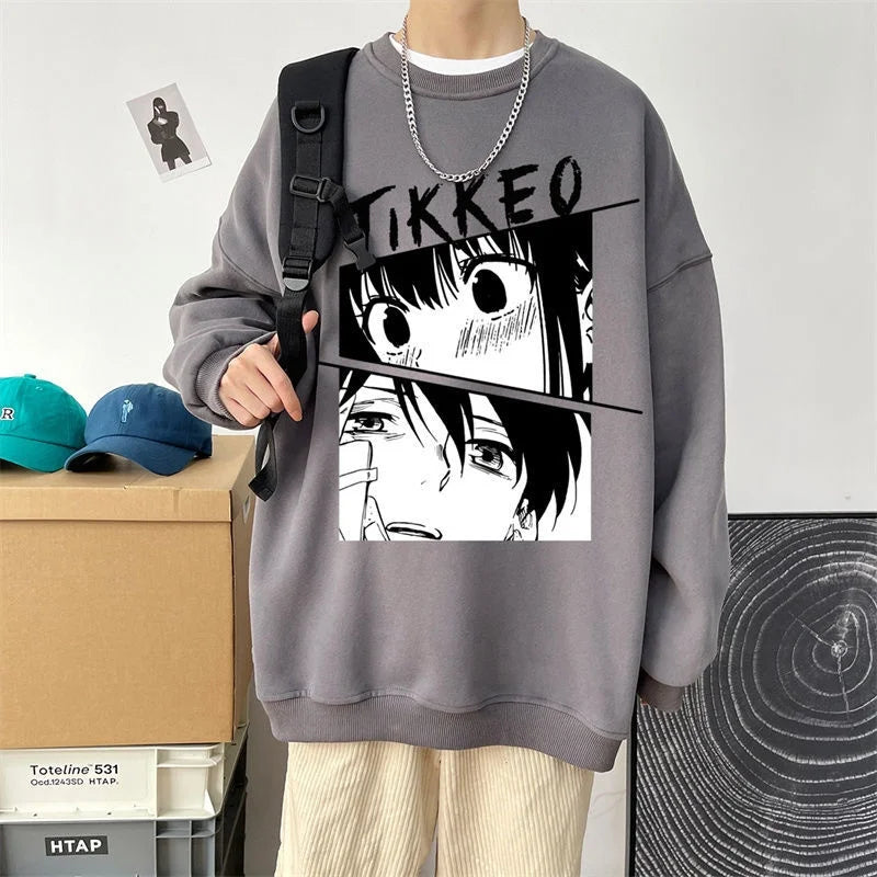 Autumn Japanese Anime Fashion Men Sweatshirt Graphic Fleece Y2K Clothes Casual Hip Hop Streetwear Crewneck Pullover Hoodies Street King Limited