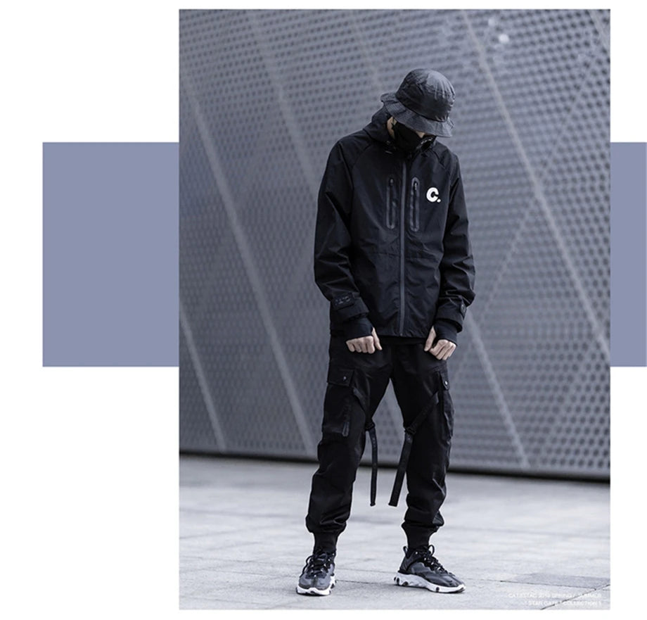 US Size Streetwear Sweatpants Men Jogger Ribbon Pocket Elastic Waist 2022 Fashion Hip Hop Mens Joggers Cargo Black Pants HZ155 Street King Limited