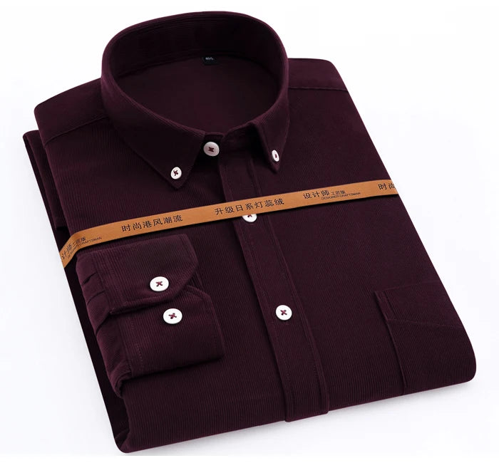 Streetwear Japan Style Mens Fashion Long Sleeve Corduroy Shirt Single Patch Pocke Japan Style Mens Fashion Long Sleeve Corduroy Shirt Single Patch Pocket Comfortable Work Casual Standard Fit Button Down Shirts Fashion Sweater Jacket With Graphic Design For Men