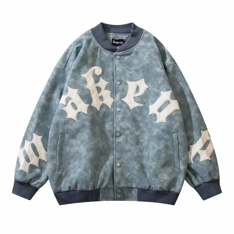high street american jacket mens spring embroidered letter loose pilot coats color block single breasted couple baseball jersey unique default style 2027