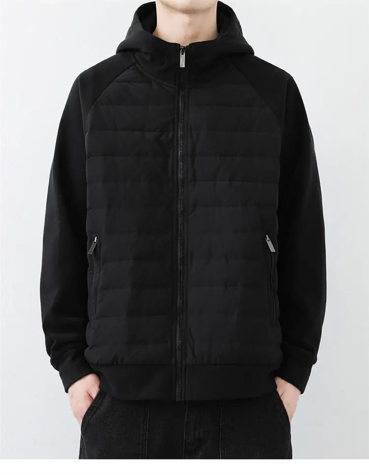 90 duck down jacket men fashion splice loose casual lightweight down hooded down jacket winter warm hoody coat outerwear unique default style 1139