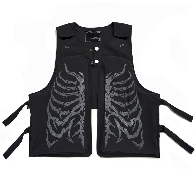 "Gothic Skeleton" Unisex Men Women Streetwear Vest Daulet Apparel