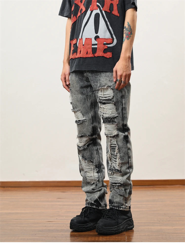 destroy distressed ripped denim jean pants new fashion biker jeans streetwear slim pants jogger y2k mens jeans skinny jeans men unique joggers style 1430