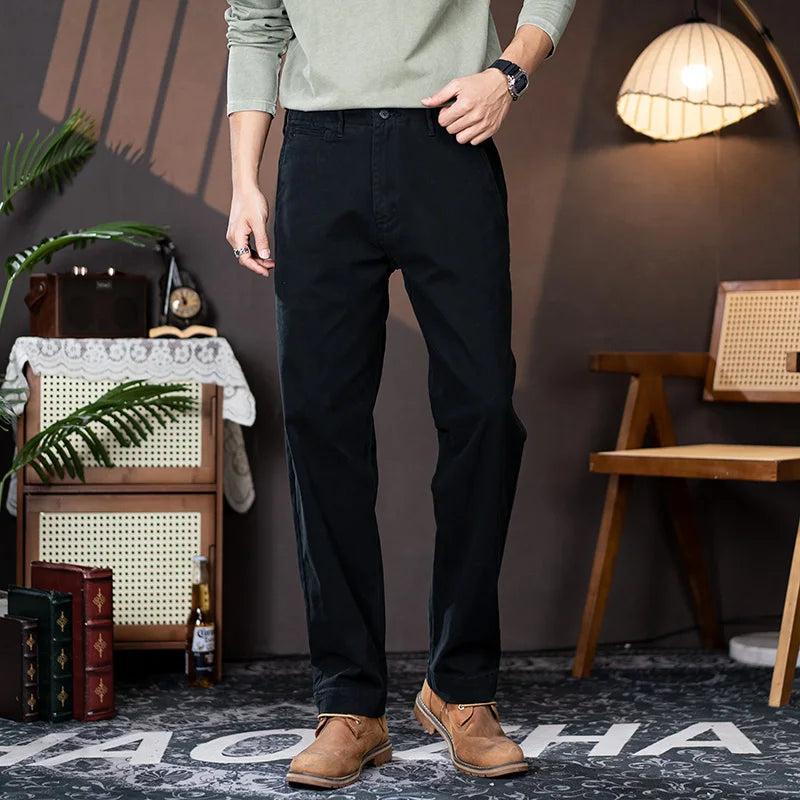 men american retro handsome loose casual business pure cotton pants japanese amikaji fashion straight cargo pant trouser unique cargo style 2414