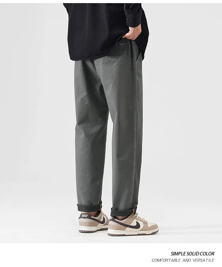 japanese casual pants mens spring autumn loose fashion solid color simple elastic waist sports pants man harem trousers unique default style 2160