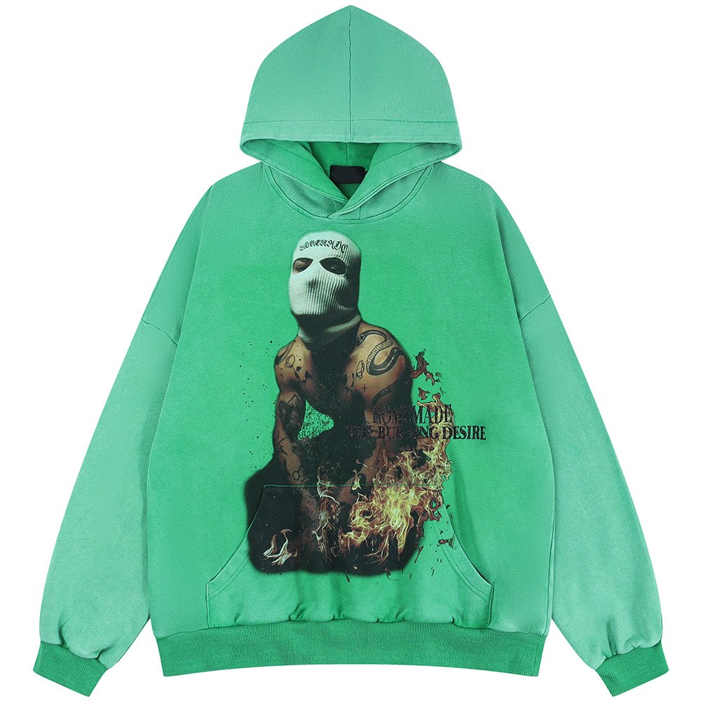 "Fire Man" Unisex Men Women Streetwear Graphic Hoodie Daulet Apparel