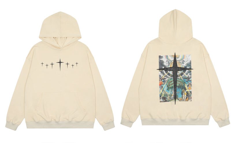 "Black Cross" Unisex Men Women Streetwear Graphic Hoodie Daulet Apparel