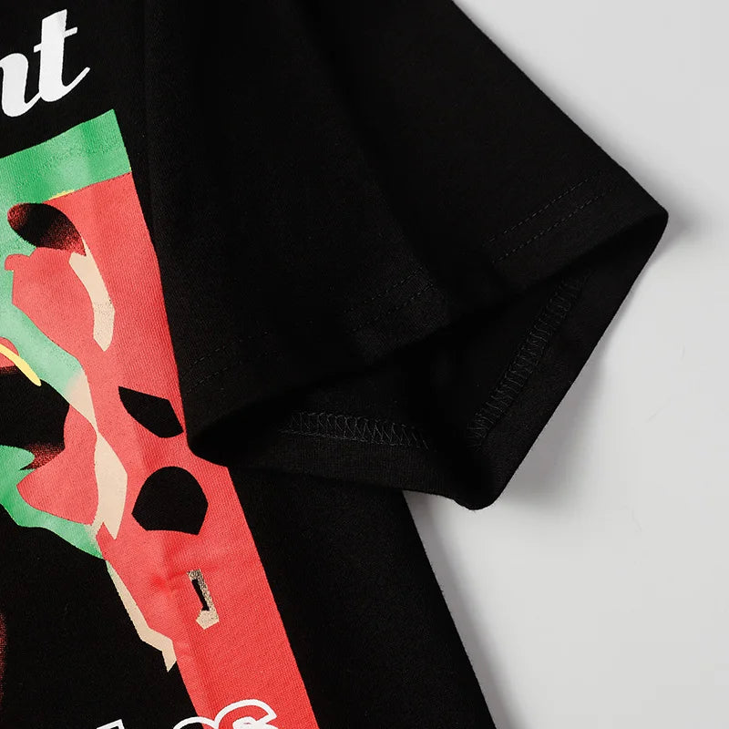Saint T-shirt Summer Men Woman High Quality Street Hip Hop Chaopai Lovers Loose Casual O-Neck Wash Top Tees Street King Limited