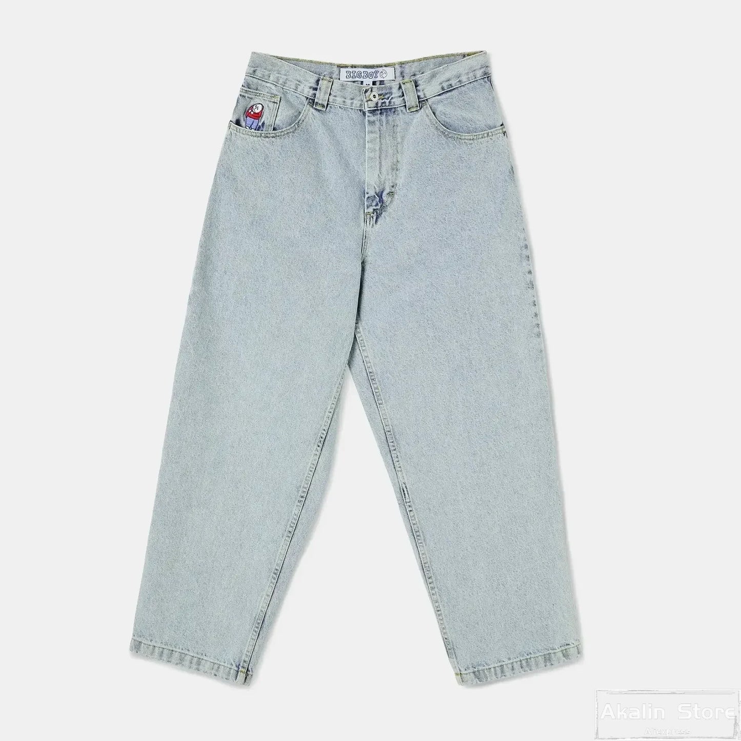 hip hop polar big boy jeans streetwear cartoon embroidery y2k pants vintage blue baggy jeans mens womens high waist wide trouser unique jeans style 4111