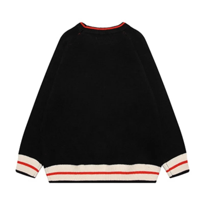 Hip Hop Knitted Sweater Mens Autumn Winter O-neck Skulls Pullover Streetwear Casual Warm Loose Sweaters Unisex Jumpers Knitwear Street King Limited