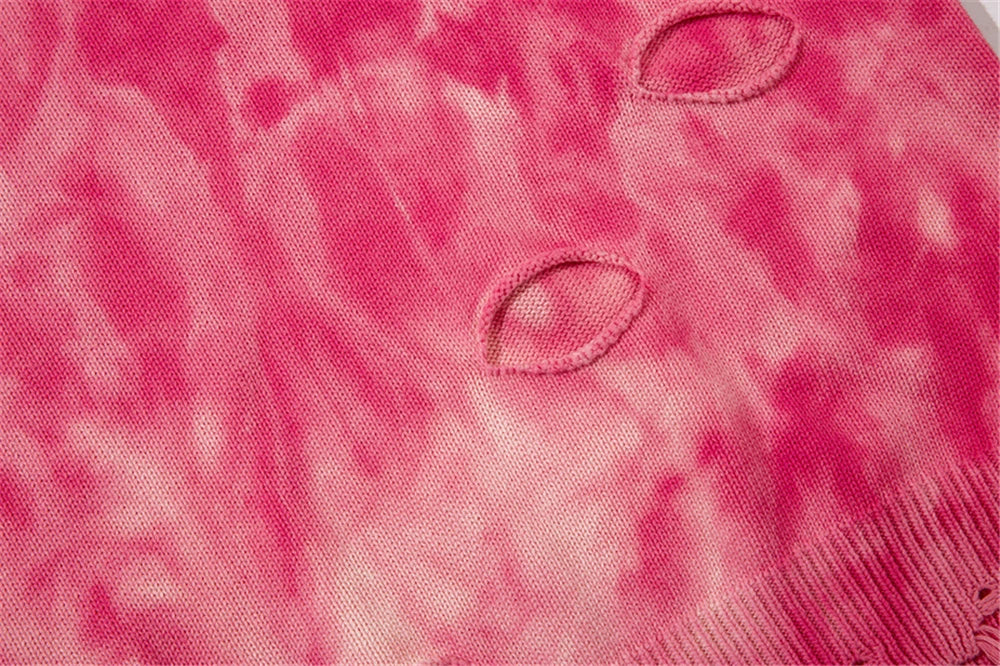 2023 Y2K Hole Knitted Sweater Hip Hop Streetwear Tie Dyed Distressed Ripped Pullover Men Harajuku Casual Knitwear Unisex Street King Limited
