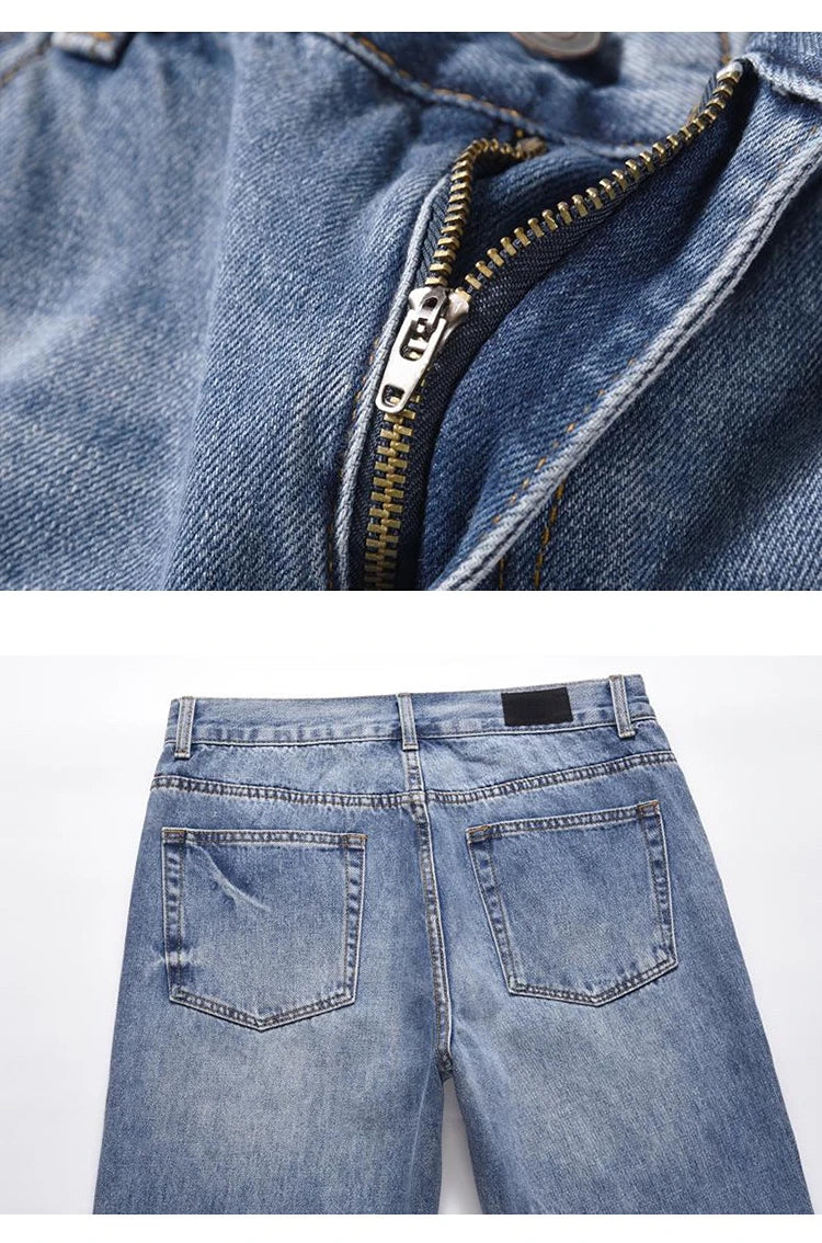 letters patckwork bottom ripped denim jeans men casual straight biker trousers fashion streetwear hip hop jean pants joggers unique joggers style 2732