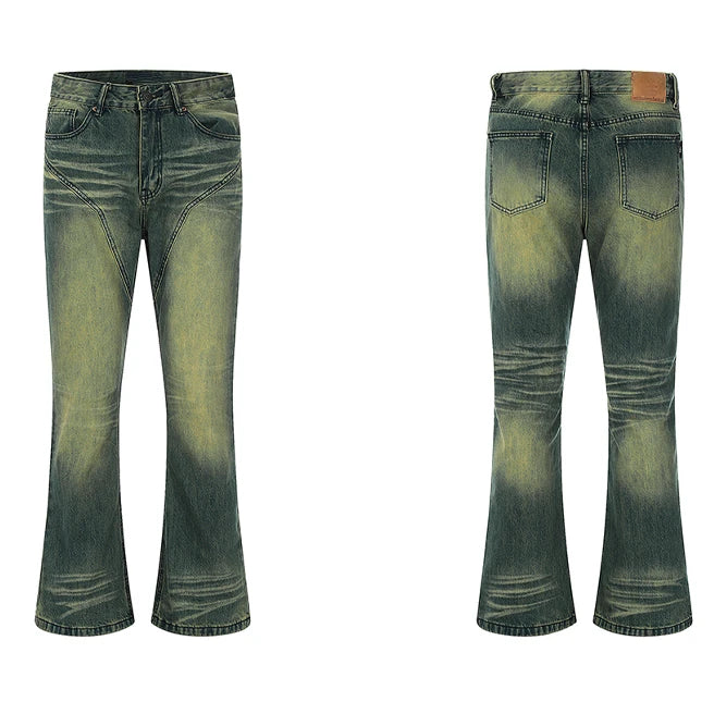 retro washed denim baggy jeans pants unisex hip hop fashion streetwear harajuku patchwork loose flare straight pants joggers men unique joggers style 1258