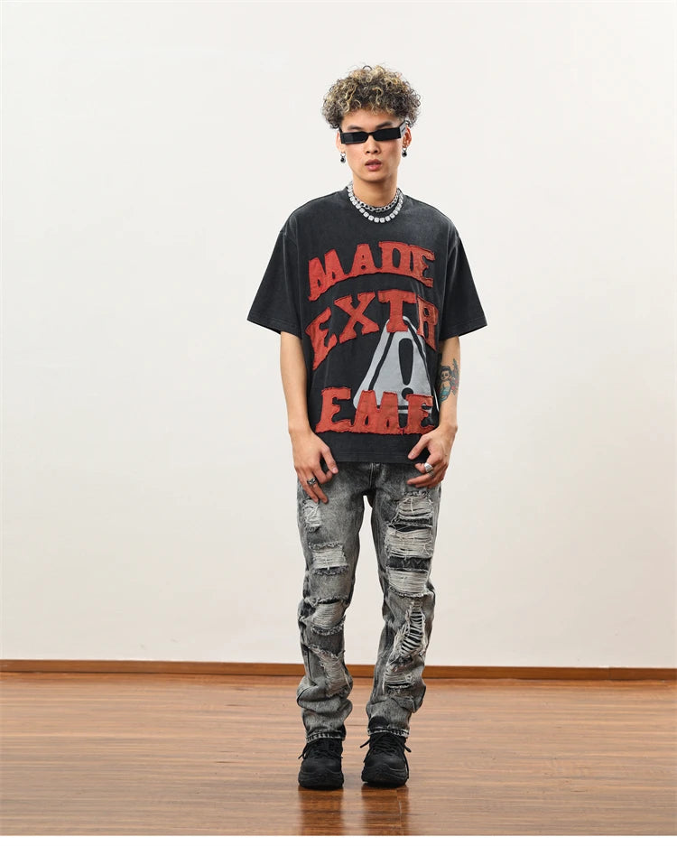destroy distressed ripped denim jean pants new fashion biker jeans streetwear slim pants jogger y2k mens jeans skinny jeans men unique joggers style 1434