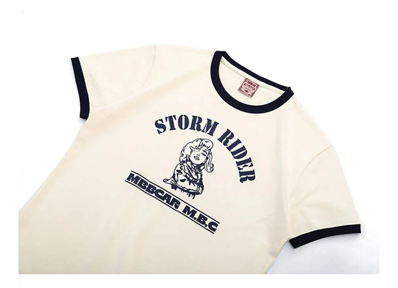 Summer Classical Monroe Retro Men's Short-sleeved T-shirt 100% Cotton Color Contrast Printing Round Neck T-shirt Street King Limited