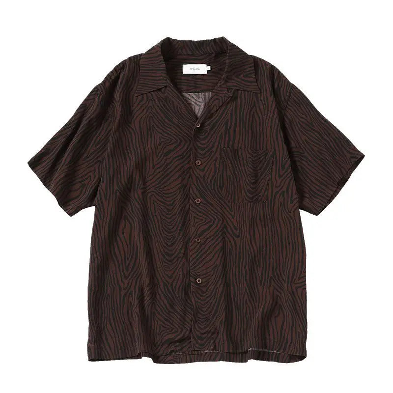 Summer new high-end design tree ring pattern printed short-sleeved Cuban collar open collar Hawaiian shirt for men and women y2k Street King Limited