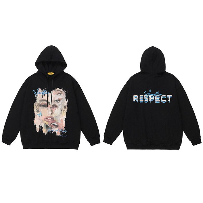 "Broken Face" Unisex Men Women Streetwear Graphic Hoodie Daulet Apparel