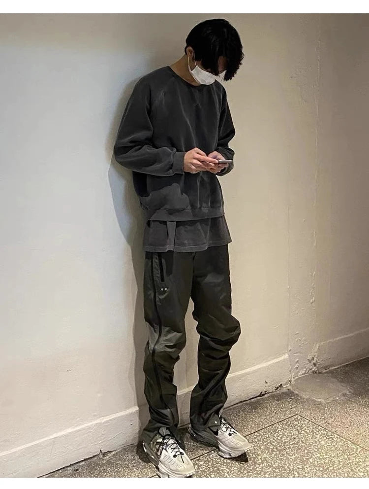 Vibe Style Nylon Rubber Pressing Joggers Men's Urban Streetwear Fashionable Adjustable Zipper Up Functional Cargo Trousers Street King Limited
