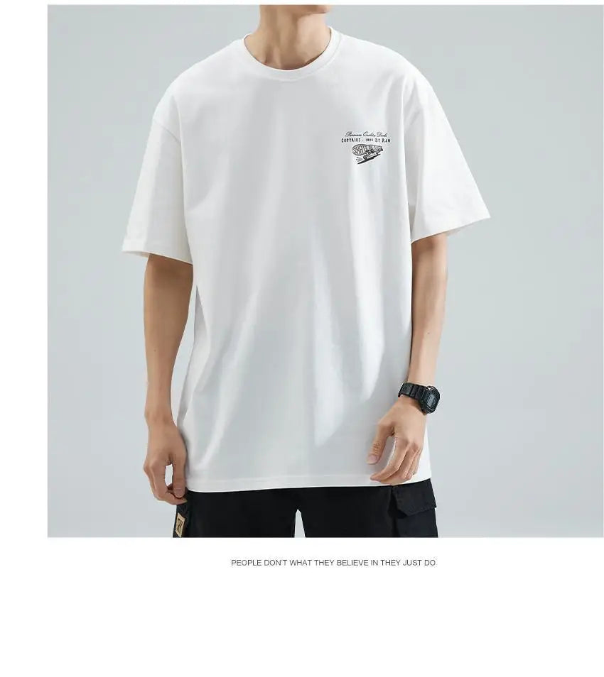 Summer Korean Pure Cotton Round Neck Short-sleeved T-shirt Men's Trendy Y2K Personalized Street Ins Casual Half-sleeved Top Street King Limited