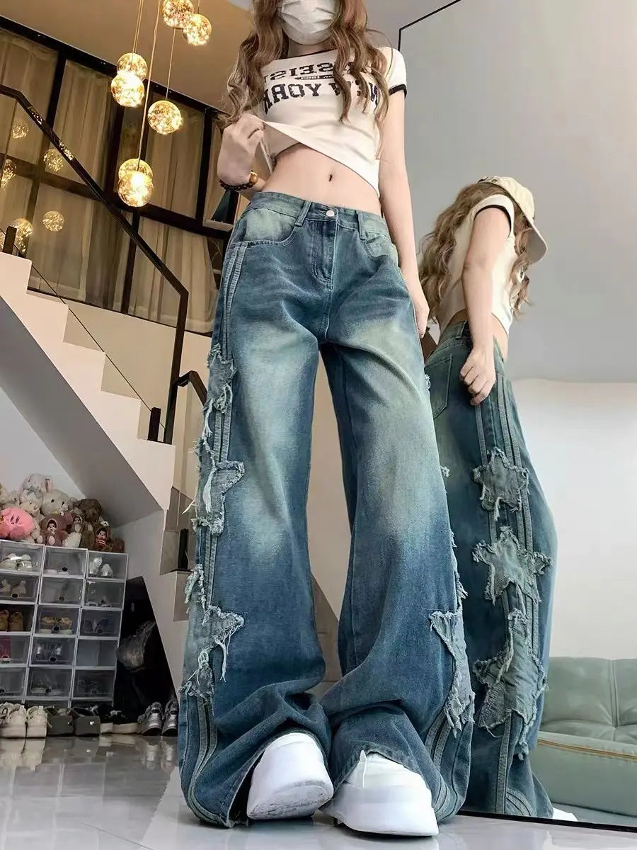 american retro high street straight leg jeans for men and women 2024 spring and autumn trend loose straight leg casual pants y2k urban skinny jeans