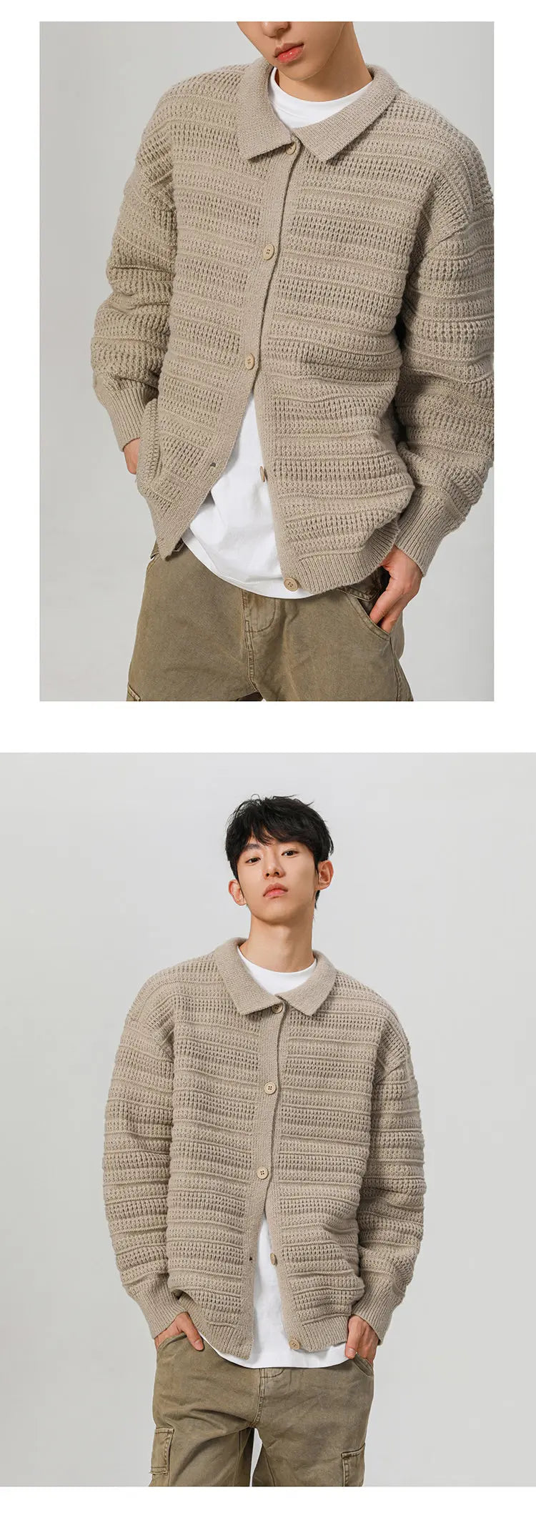 men streetwear fashion loose casual retro stripe knitted sweater cardigan jacket autumn knitwear jumper coat outerwear unique default style 1256