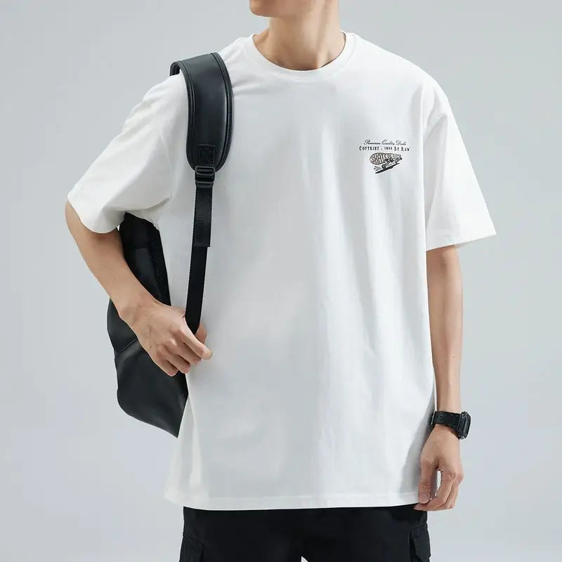 Summer Korean Pure Cotton Round Neck Short-sleeved T-shirt Men's Trendy Y2K Personalized Street Ins Casual Half-sleeved Top Street King Limited