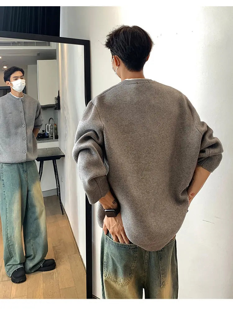 900G High Quality Thicken Baseball Cardigan Sweater Men Fashion Loose Causal Knitted Sweater Coat Cityboy Jumper Jacket Street King Limited