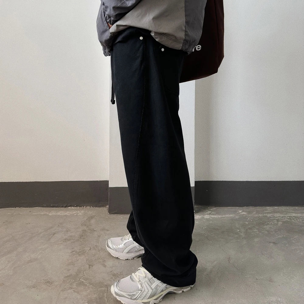 Streetwear Washed Vintage Solid Baggy Joggers Sweatpants Mens and Womens Straight Pocket Loose Casual Drawstring Trousers Street King Limited