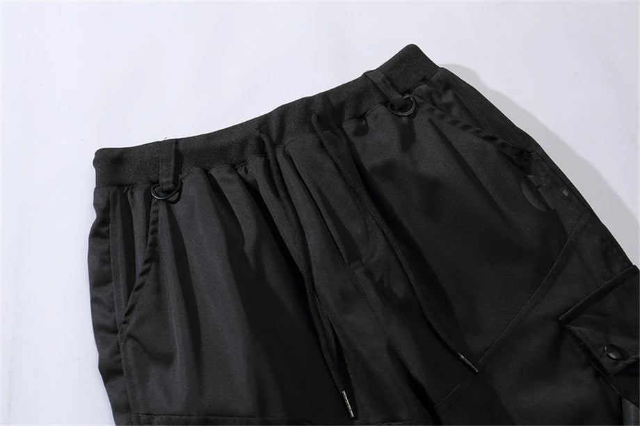 US Size Streetwear Sweatpants Men Jogger Ribbon Pocket Elastic Waist 2022 Fashion Hip Hop Mens Joggers Cargo Black Pants HZ155 Street King Limited