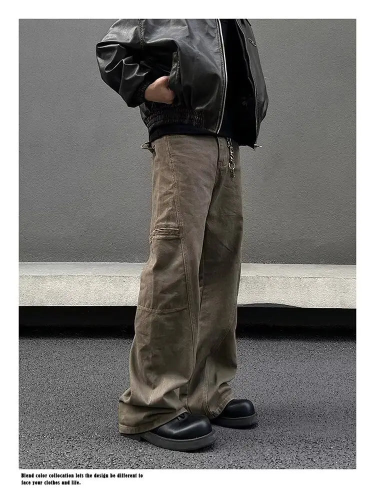 american high street retro men and women trendy straight work pants couple spring and autumn hip hop loose casual pants y2k unique default style 798