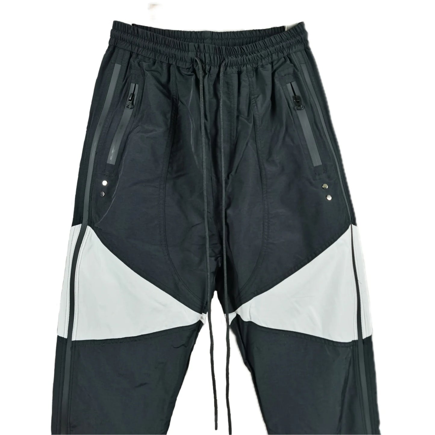 three dimensional adhesive zipper splicing functional patchwork cargo trousers mens high street vibe thin nylon cargo pants unique cargo style 943