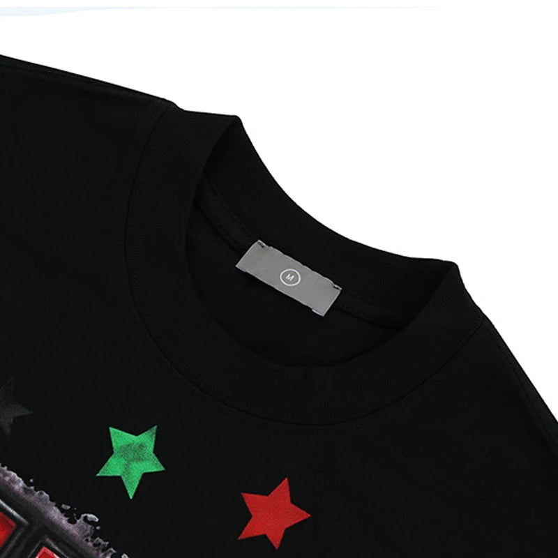Summer New Chaopai Boxer Letter Print T-shirt Men Woman 1:1 Best Quality Loose Versatile Vintage O-Neck Tops Tee Street King Limited